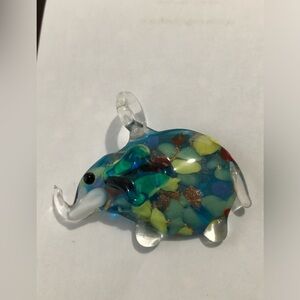 Vintage Murano Elephant Glass Multi Color Necklace Pendant Charm Folk Art *flaw